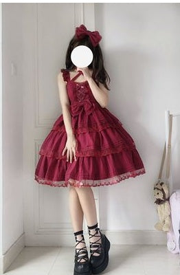 Vestido Jsk con tirantes estilo dulce y caliente de niña de color liso