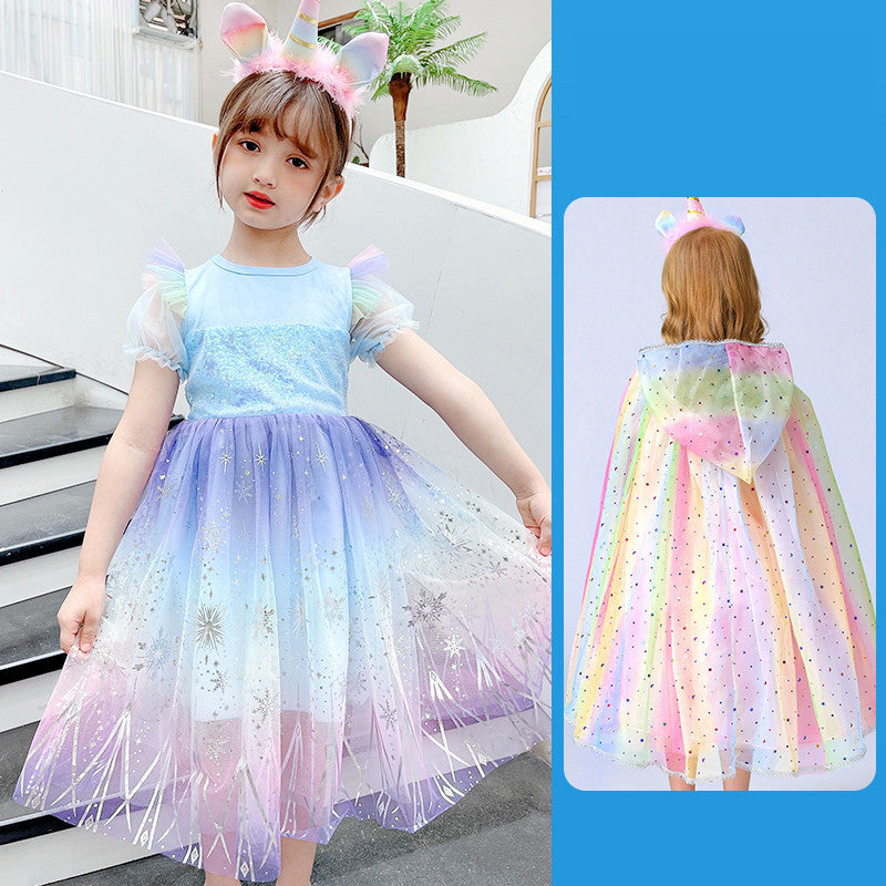 Girls Dress Colorful Angel With Wings