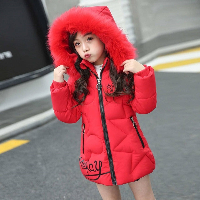 Children's Cotton Clothes Little Girl Thickened Korean Style Cotton-padded Jacket