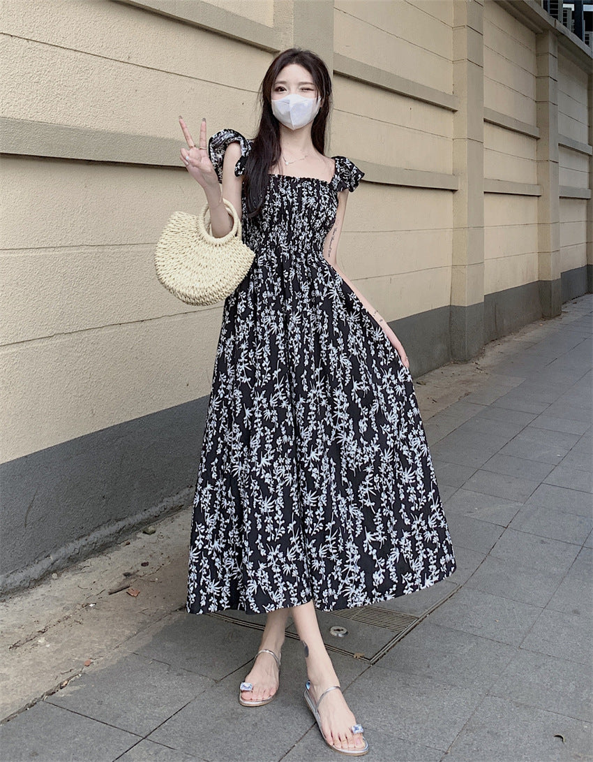 Vestido floral francés con personalidad de moda para mujer