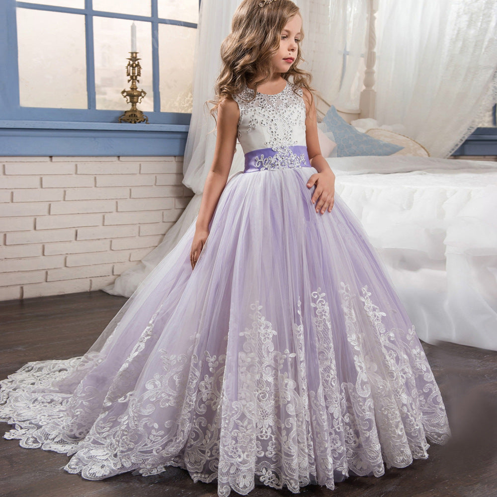 Girls' Wedding Dress Color Matching Puffy Princess Skirt