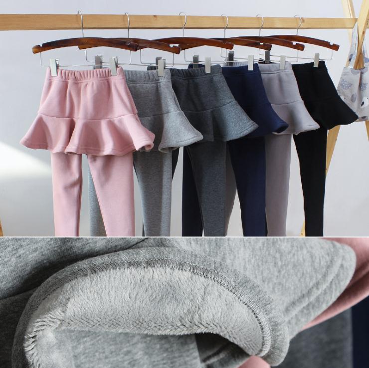 Version coréenne pour enfants de jupe en velours Non inversée épaissie de 380 grammes, vêtements chauds pantalons pour enfants