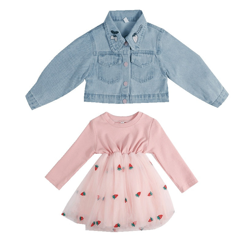 Children's Spring And Autumn Denim Western Style Girl Autumn Dress