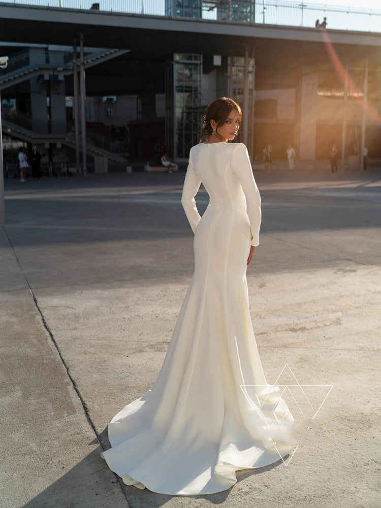 Vestido de novia blanco de alta sociedad con temperamento Vestido tostado nupcial