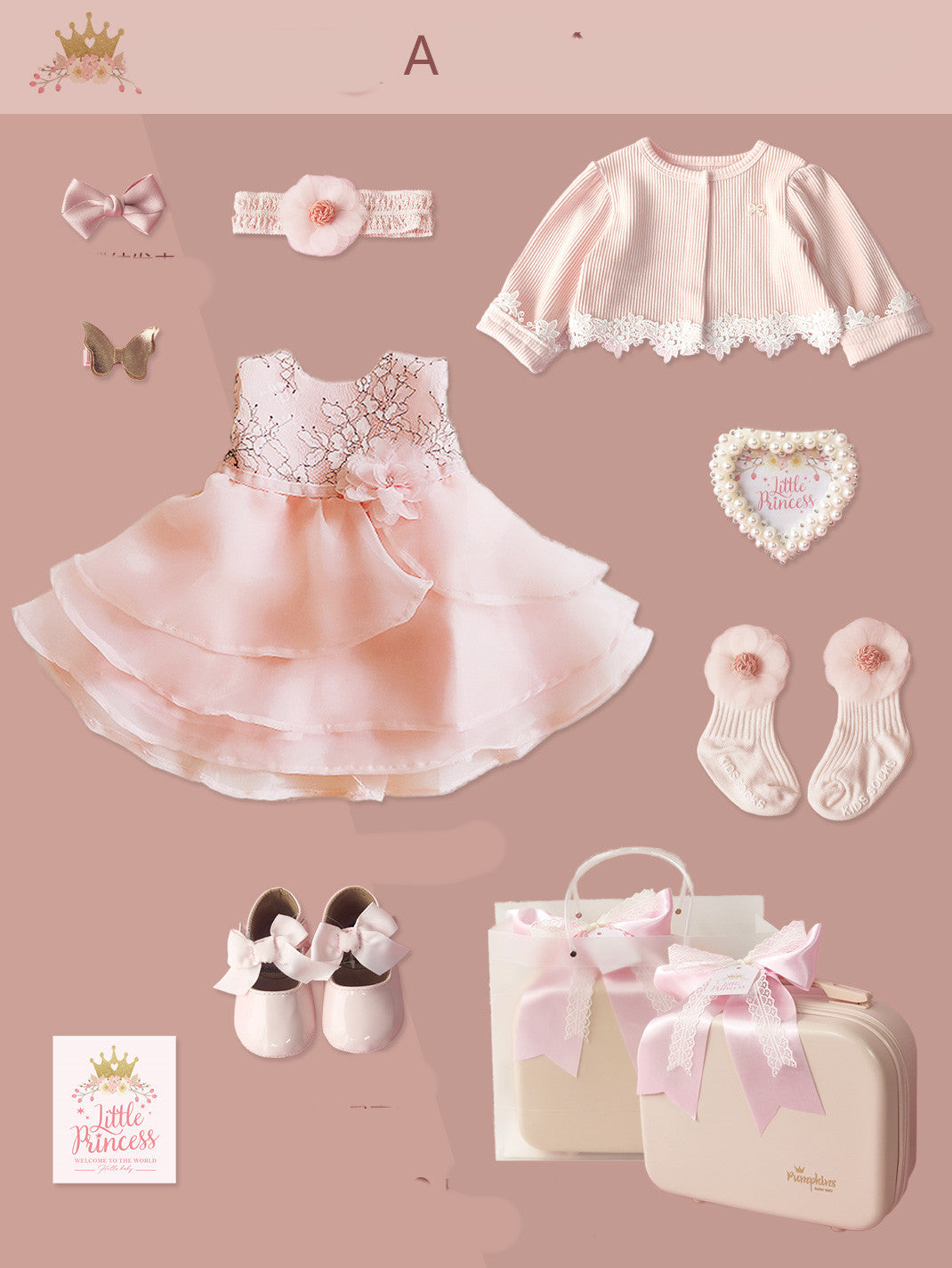 Coffret cadeau haut de gamme pour bébé, petite robe de princesse en dentelle, costume