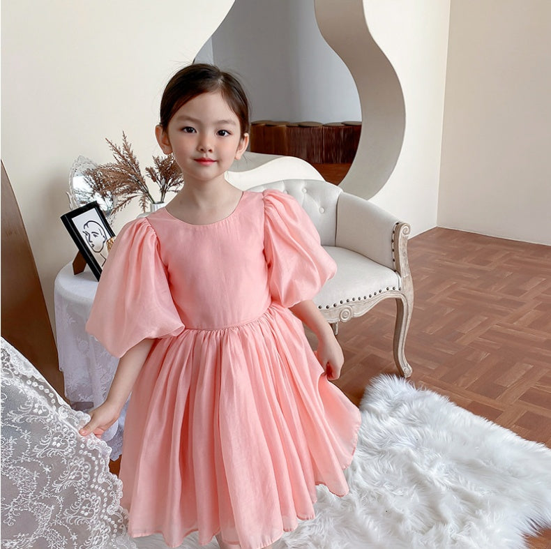 Vestido de princesa de estilo occidental con manga de burbuja para niños