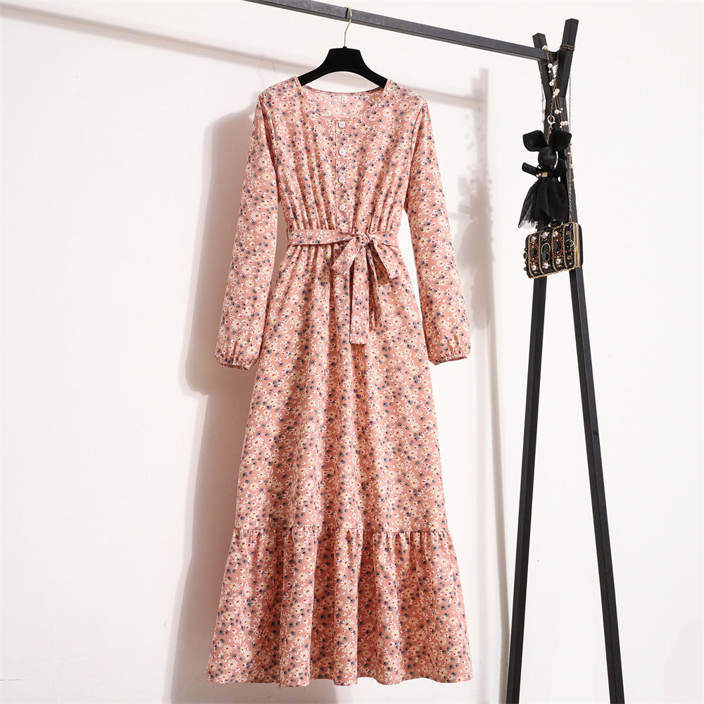 Vintage Floral Long Sleeve Dress Women