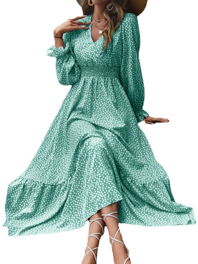 Robe longue fleurie à col en V Vêtements pour femmes