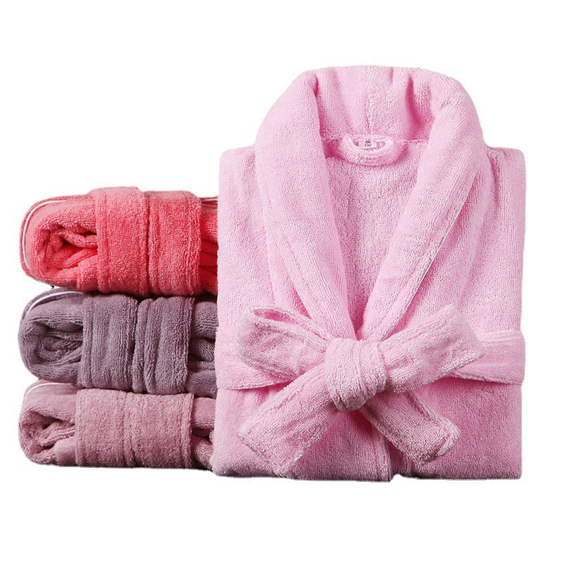 Children's Simple Solid Color Cotton Bathrobe