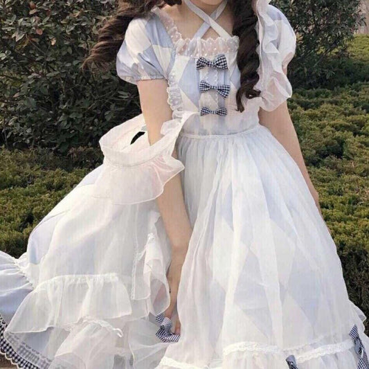 Lindo vestido de manga corta para estudiante de talla grande