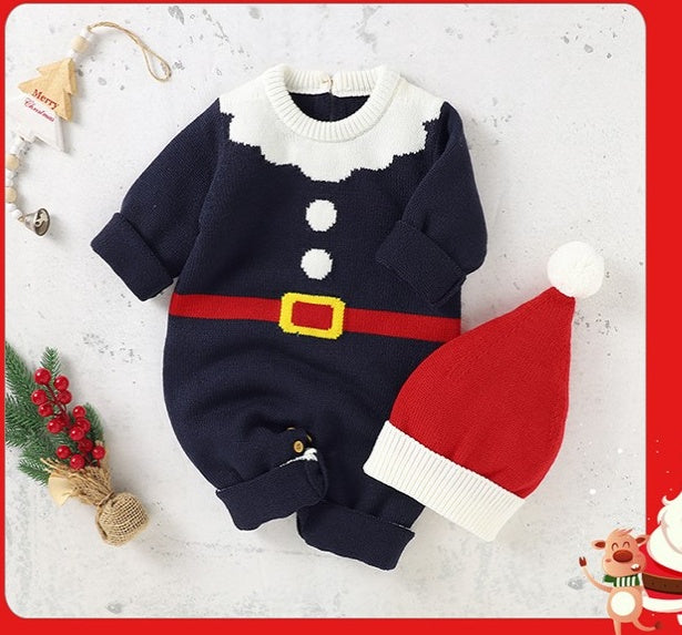 Combinaisons tricotées pour bébé, vêtements et chapeaux mignons de noël