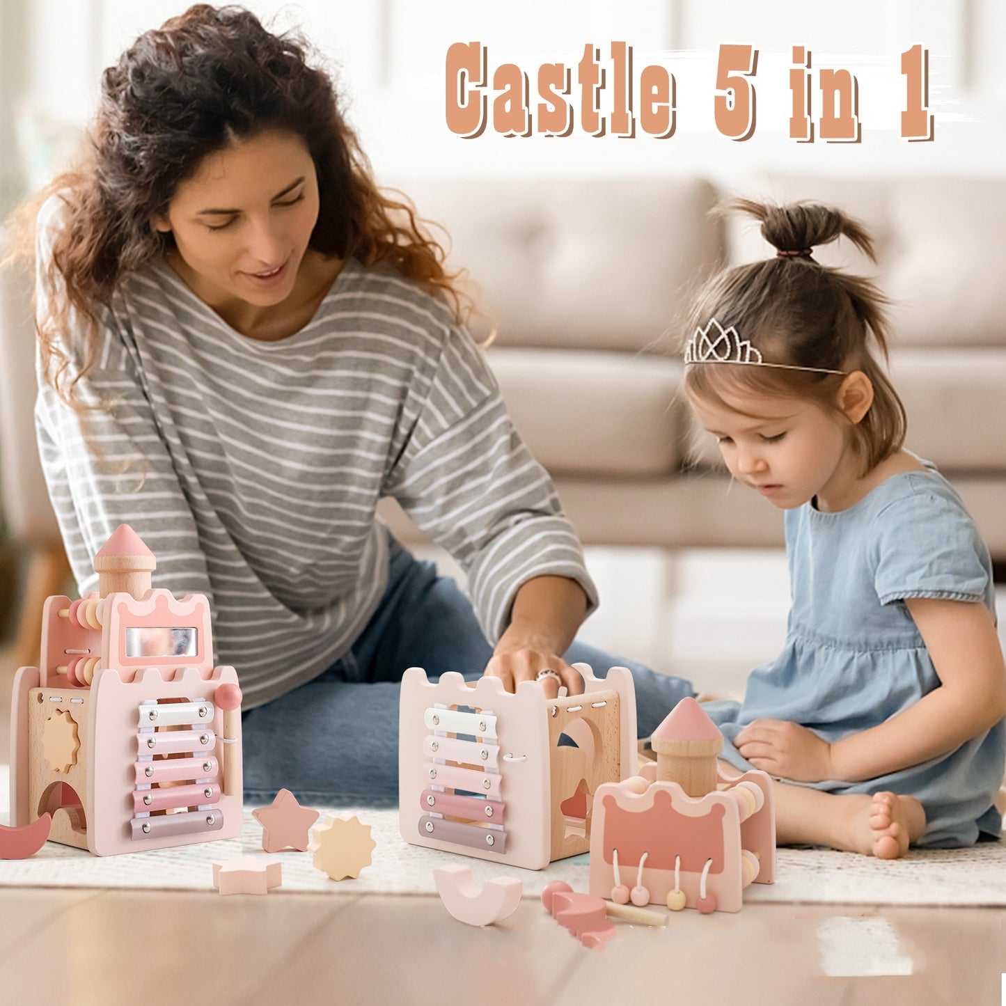 Castle Princess Early Education Educational Multi-functional Toys Percussion Piano Matching Splicing Toys