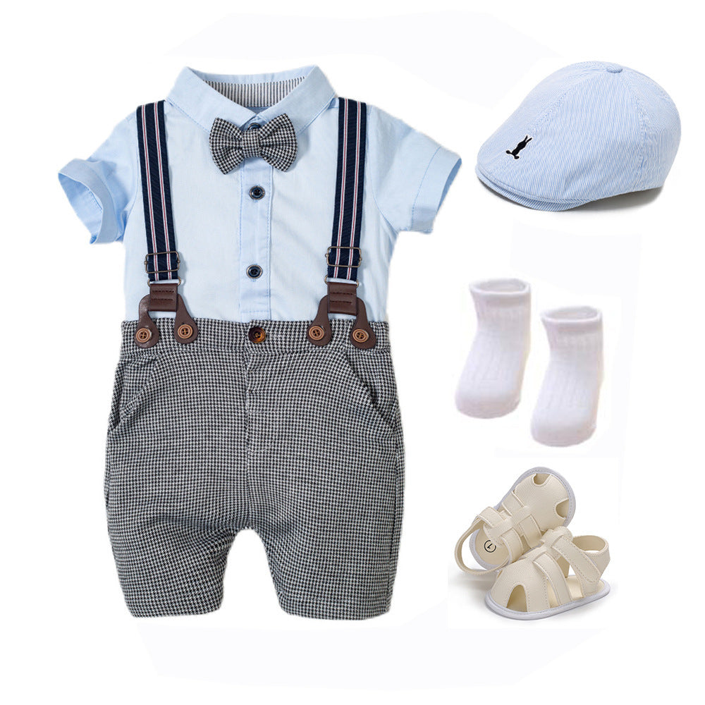 Boys Baby Suit Romper Short-sleeved Jumpsuit Overalls