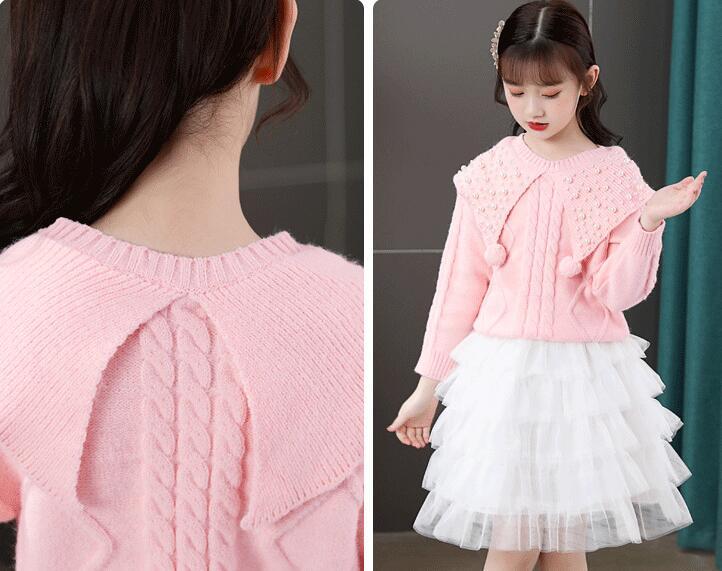 Two-piece Pearl Children's Sweater Cake Dress