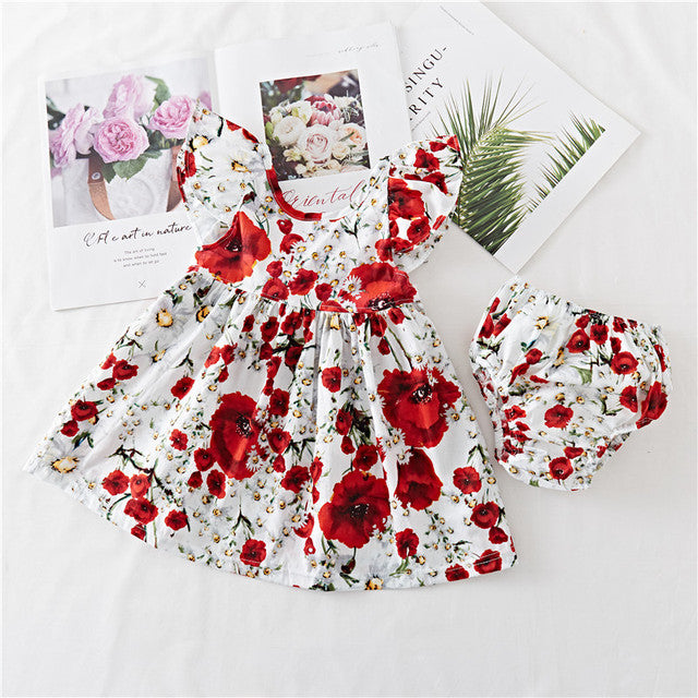 Robe en coton à imprimé floral et à volants pour bébé