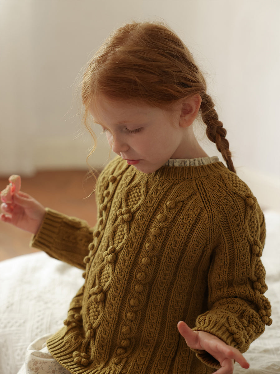 Girls' Wool Blended Base Sweater Top