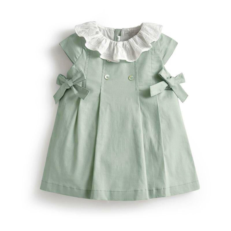 Cotton Lapel Lovely Girl's Dress