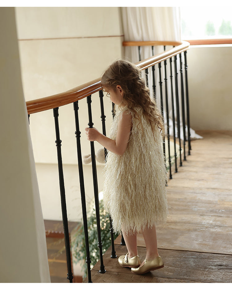 Jupe gilet à franges pour filles, robe de princesse d'anniversaire pour enfants