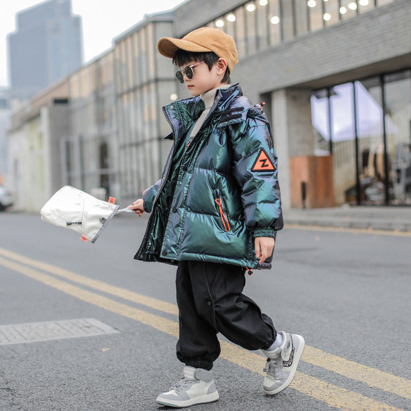 Chaqueta de plumón de pato blanco para niños de invierno grueso para niños grandes de estilo occidental