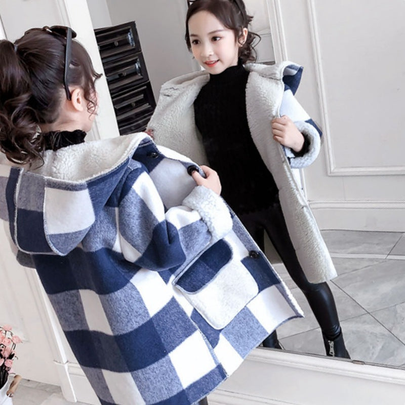 Children's Clothing Girls Thick Woolen Overcoat Winter Clothes