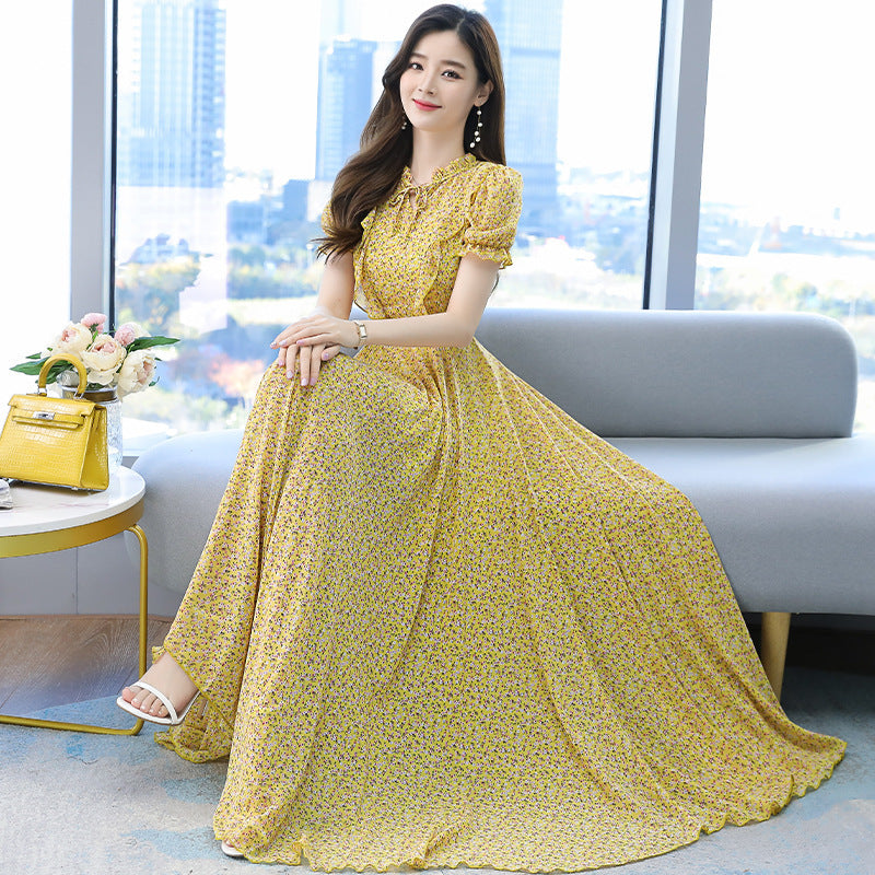 Floral Chiffon Dress Bohemian Long Skirt