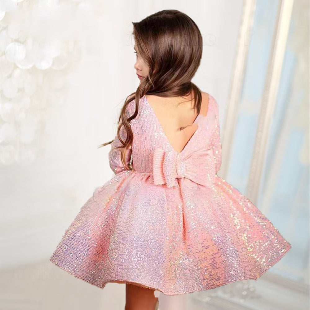 Children Girls Long Sleeve Pleated Princess Dress