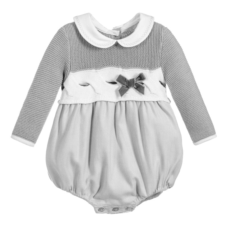 Children's Clothing Baby Romper Gray Sweater Splicing