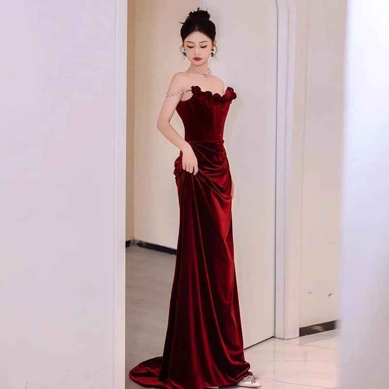 Light Luxury High-grade Velvet Marriage Engagement Dress