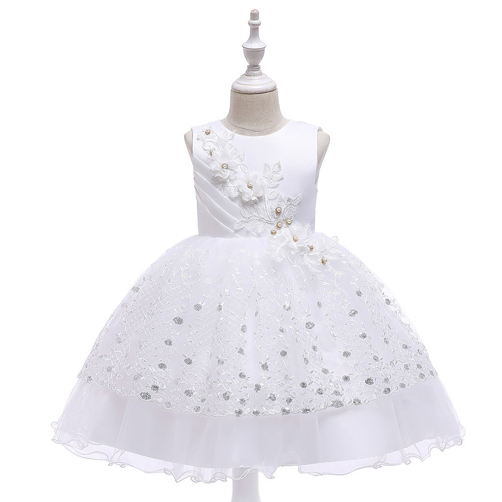 Children's Beaded Mesh Lace Tutu Skirt