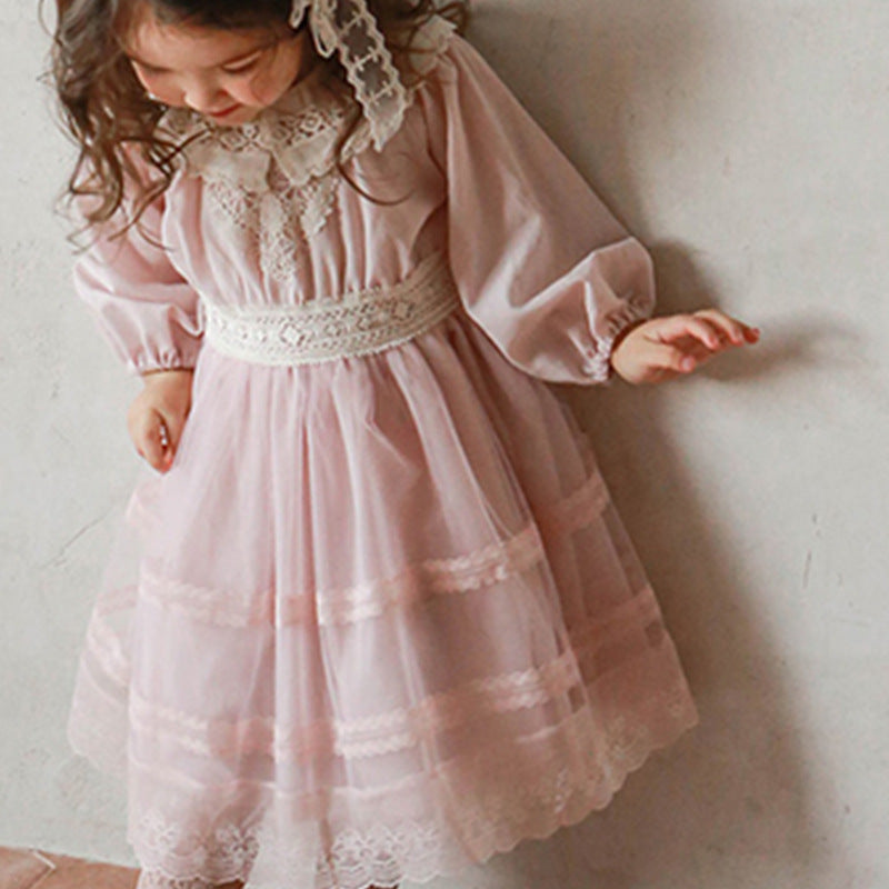 Long Sleeve Lace Puffy Princess Dress