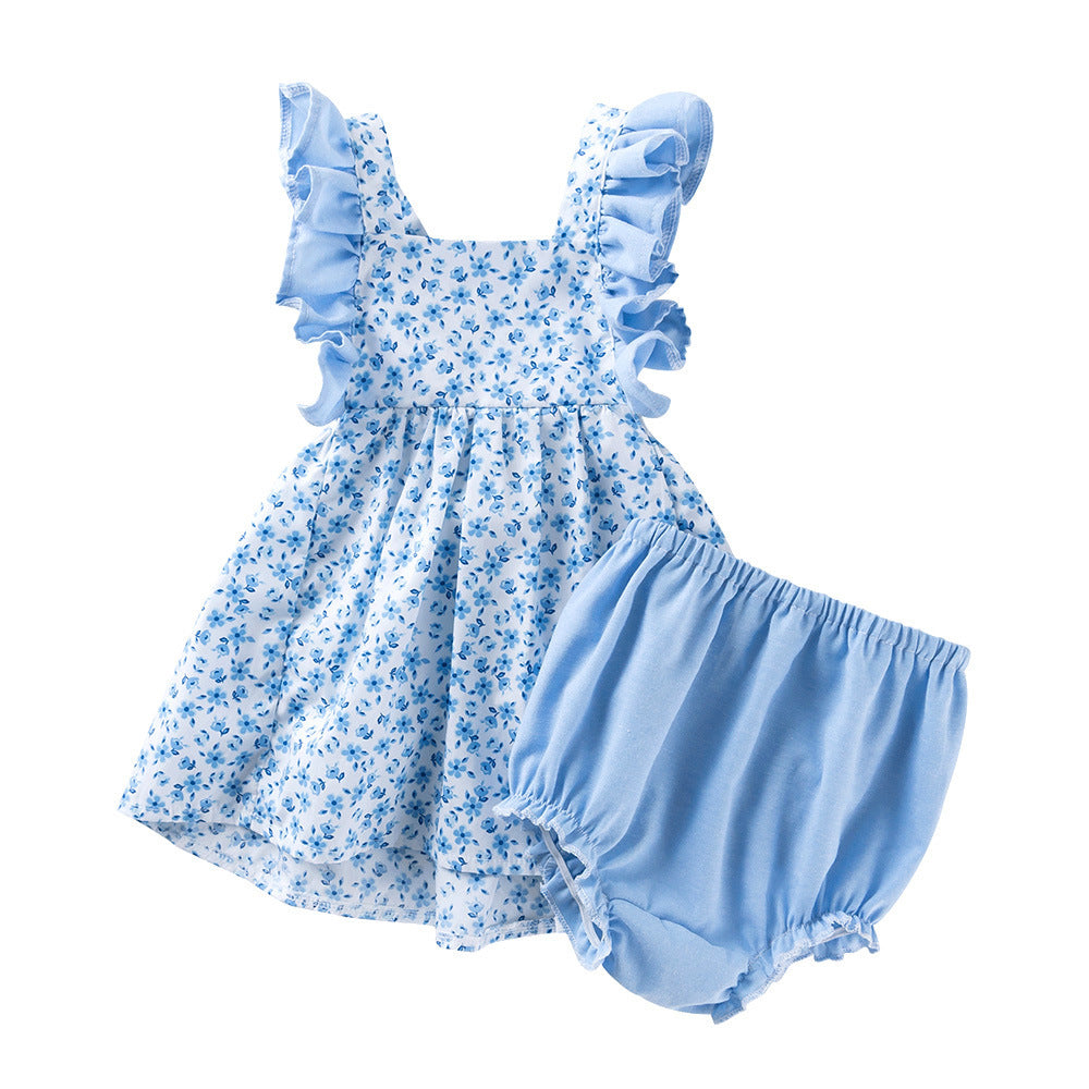 Traje infantil con vestido floral de moda