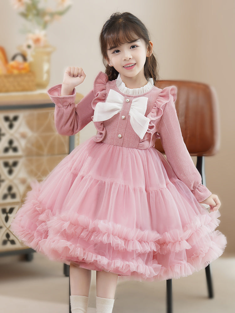 Foreign Style Winter  Red Velvet Princess Dress